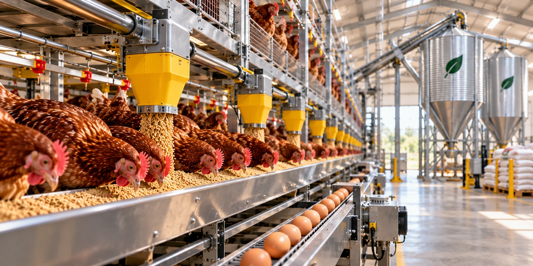 Concept visualisation of automated feeding in a planned layer poultry facility